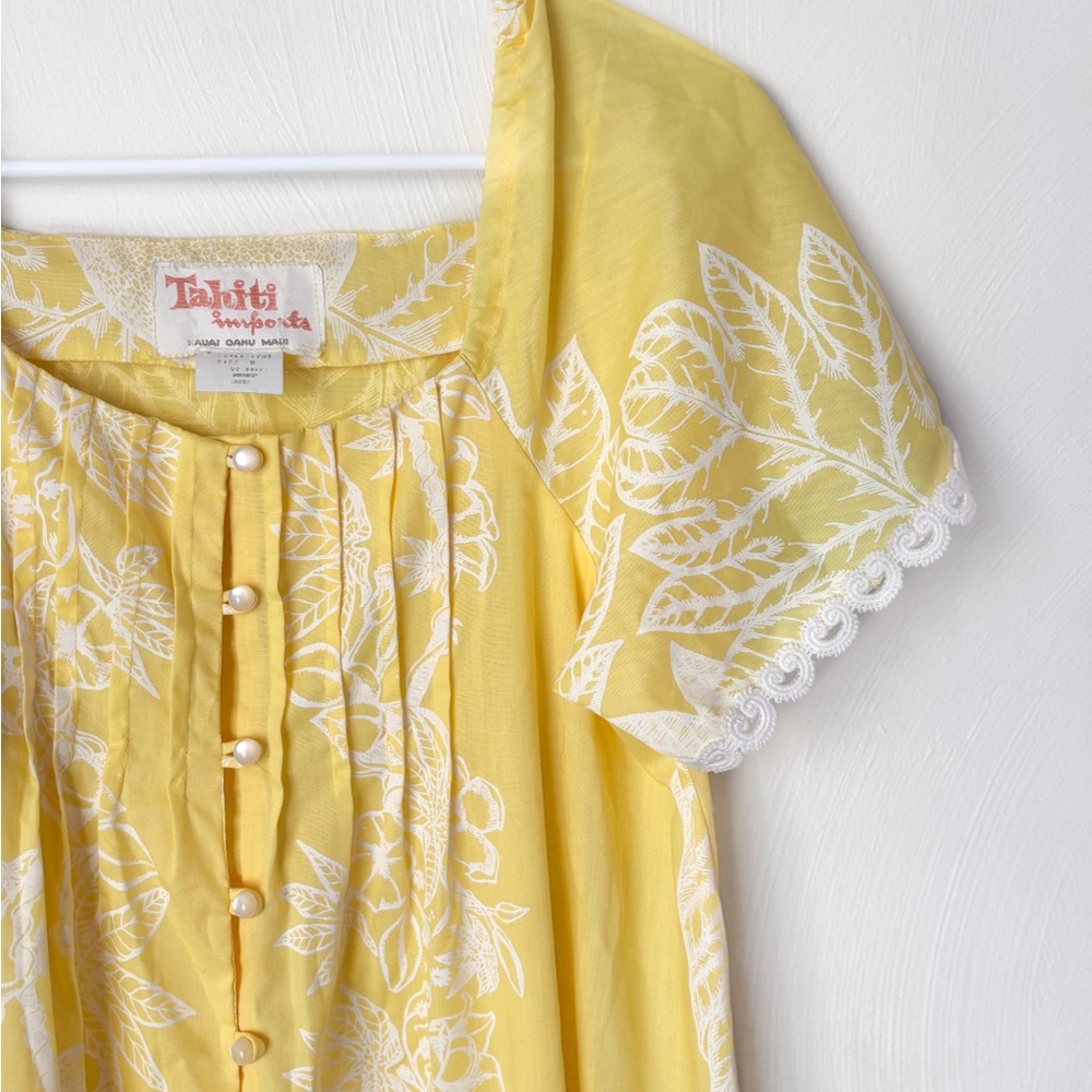 Vintage Tahiti Imports RARE 60’s Hawaiian Maxi Sun Dress Yellow - Picture 4 of 5